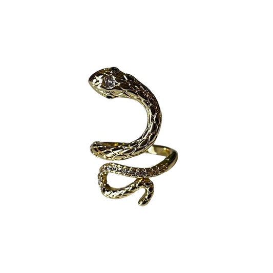 Gold Snake Wrap Ring for Women, Adjustable Statement Fashion Jewelry, Anti Tarnish, Water Resistant, Lightweight, Gift Packaged