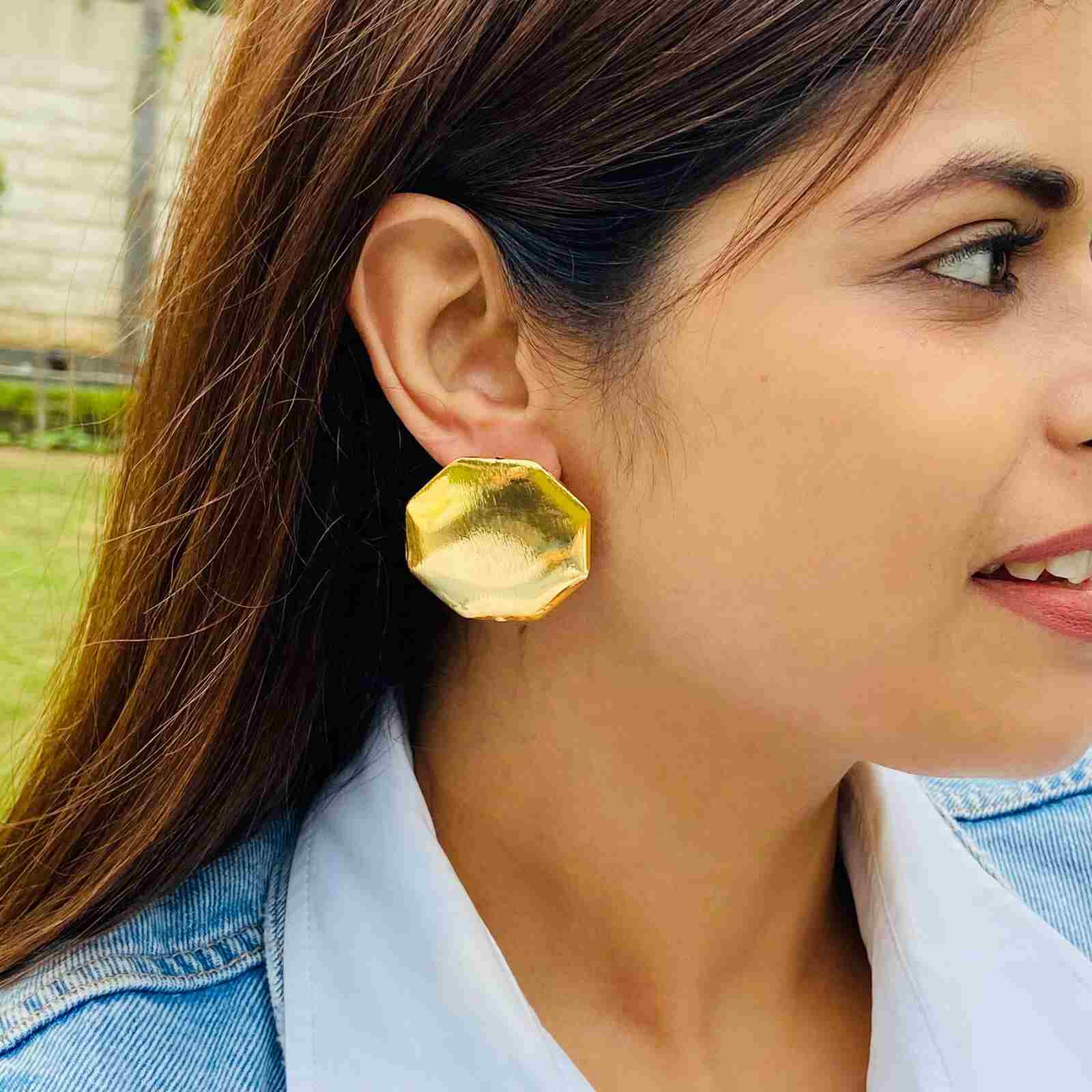 22K Gold Earrings For Women - 235-GER16359 in 2.700 Grams