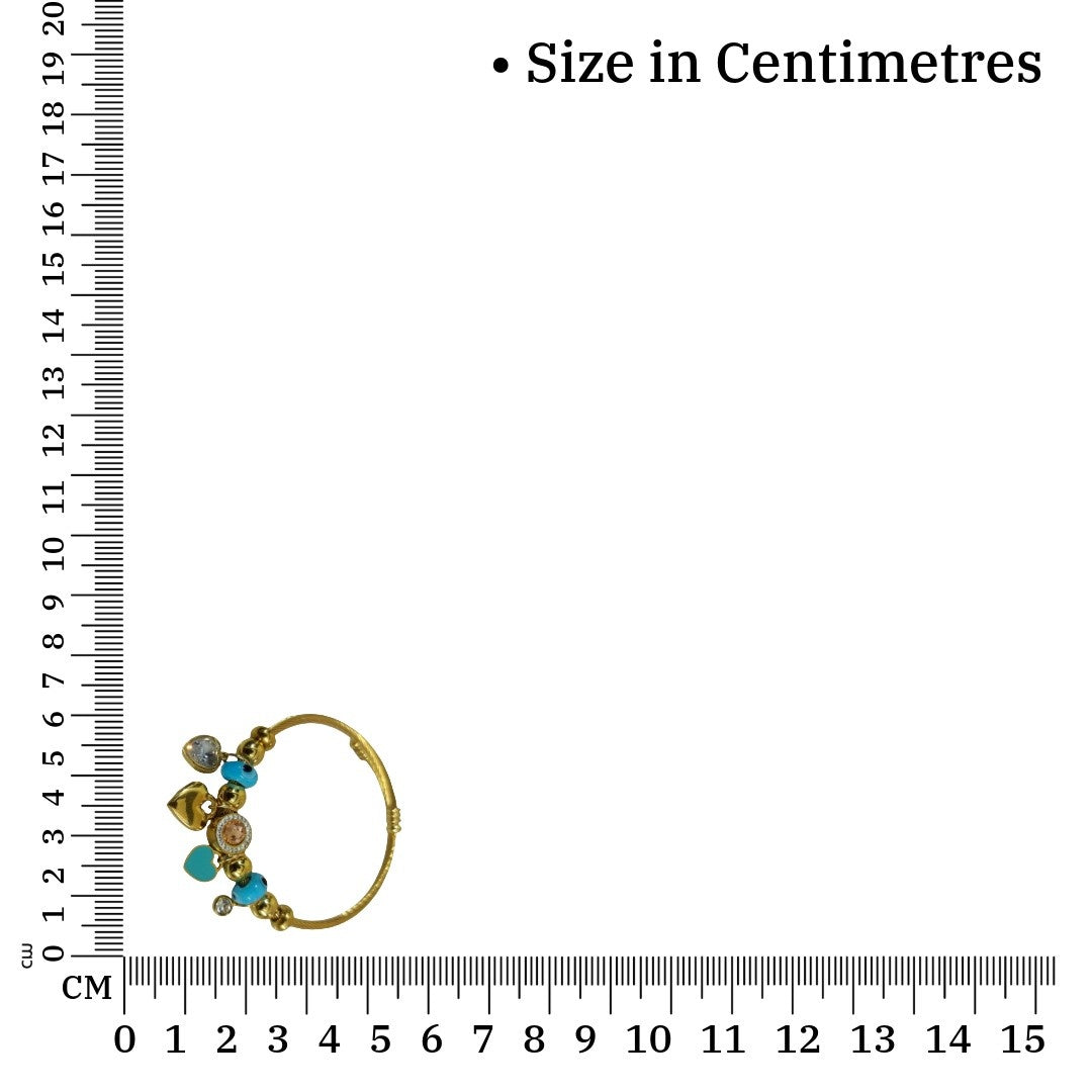 Gold Twisted Cable Bracelet with Heart Charms, Turquoise Blue Beads, Crystal Accents, Anti Tarnish, Water Resistant, Lightweight, Gift Packaged