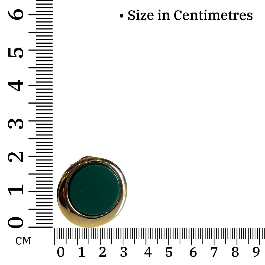 Green Earrings For Women, Gold-Plated Stud Earrings, Dark Green Enamel Center, Anti Tarnish, Water Resistant, Lightweight, Gift Packaged