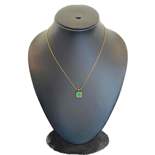 Green Necklace | Gold Plated Green Square Necklace for Women | Artificial Jewellery