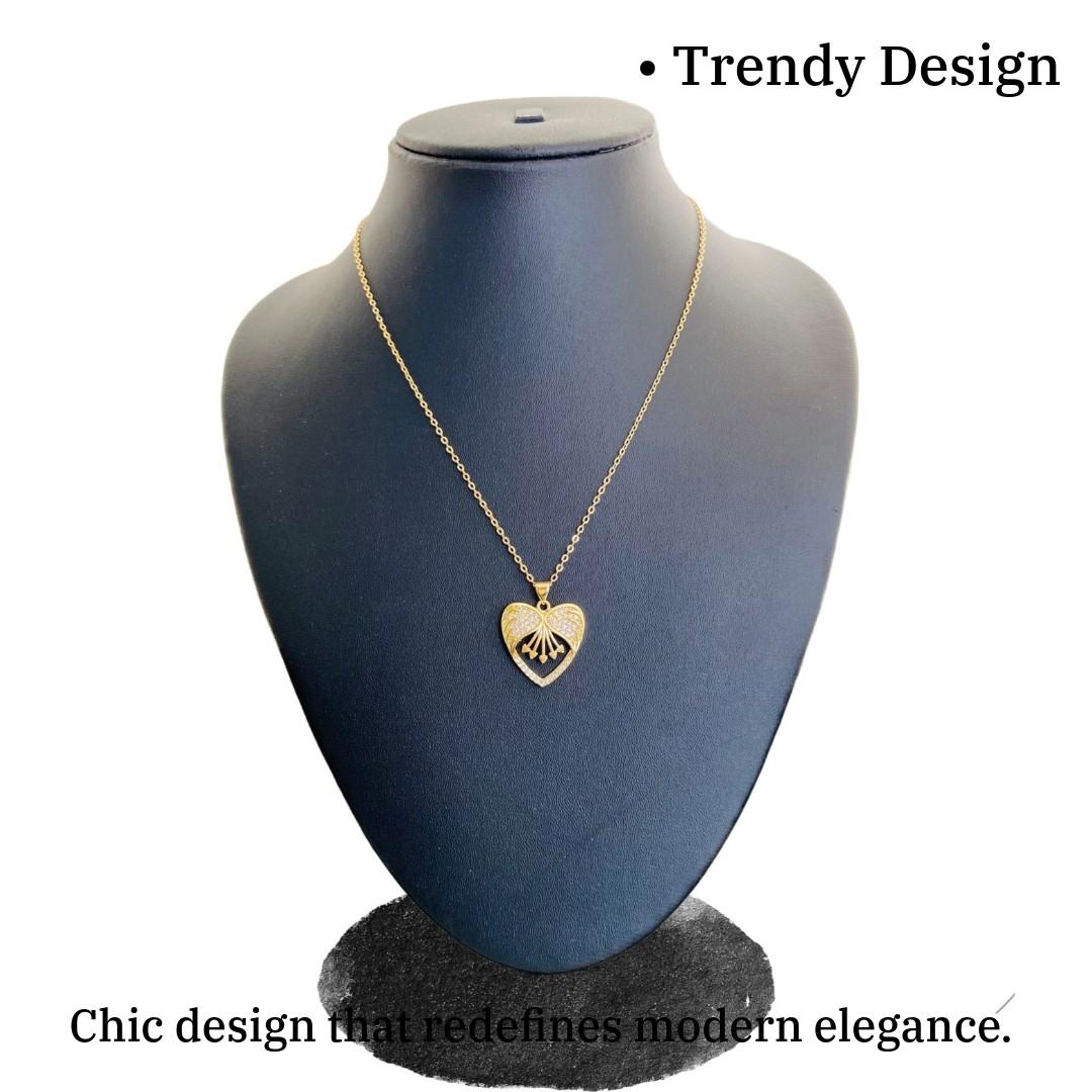 Heart Shape Pendant Gold | 18k Gold Filled | Costume Jewellery for Ladies