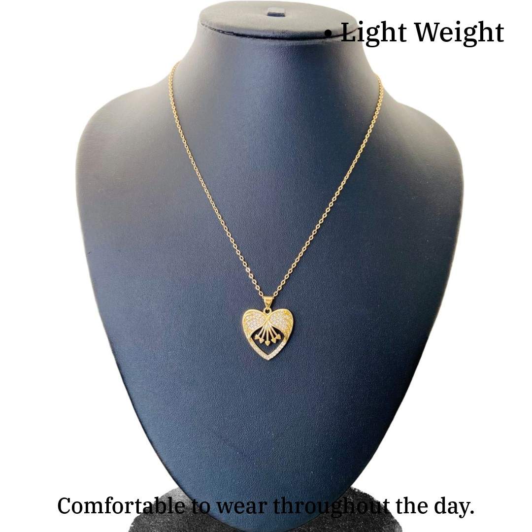 Heart Shape Pendant Gold | 18k Gold Filled | Costume Jewellery for Ladies