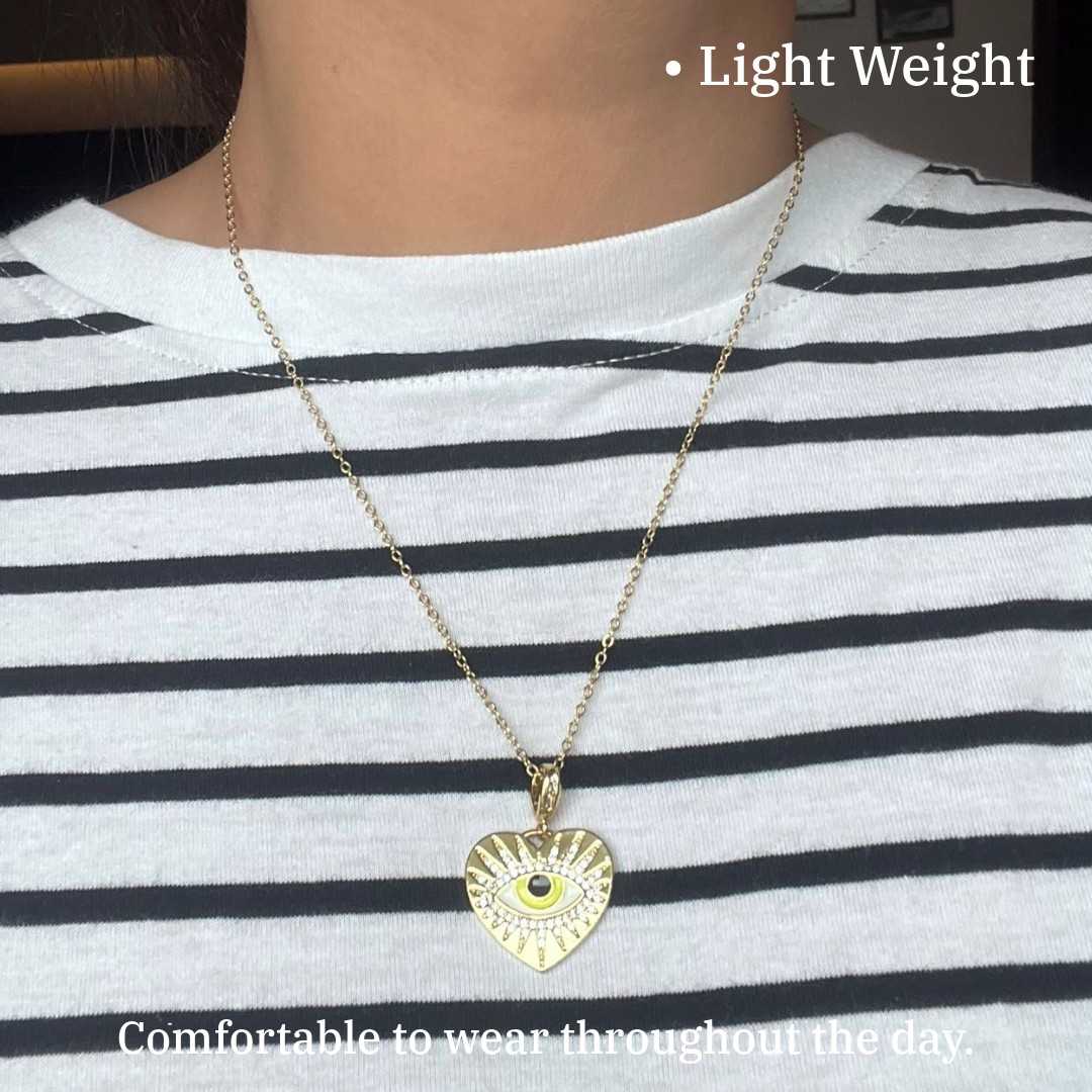 Evil Eye Pendant Necklace | 18kt Gold Plated | Western Jewellery for Lady