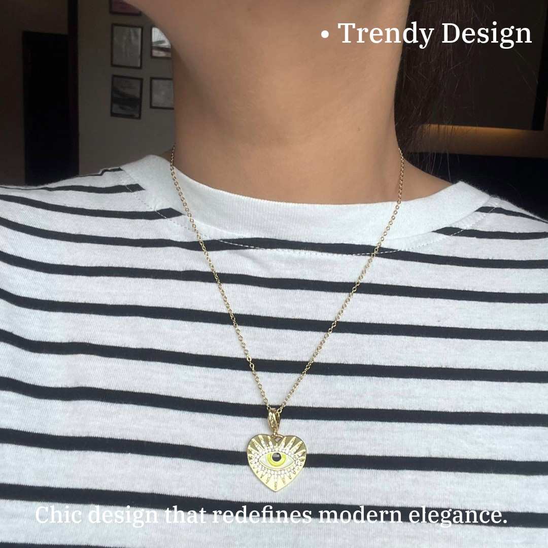Evil Eye Pendant Necklace | 18kt Gold Plated | Western Jewellery for Lady
