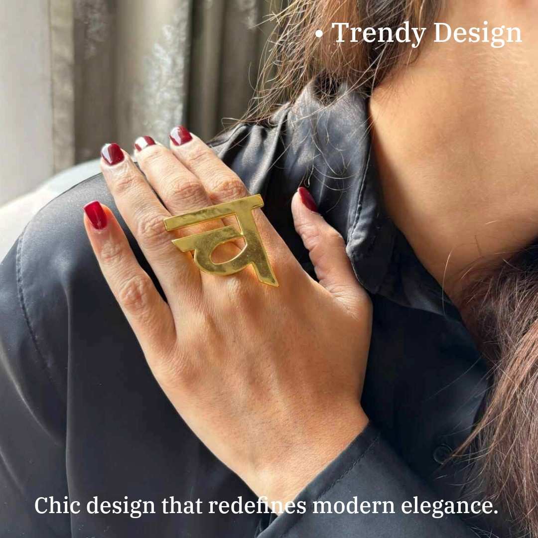 Initial Ring Gold | Hindi च Ring