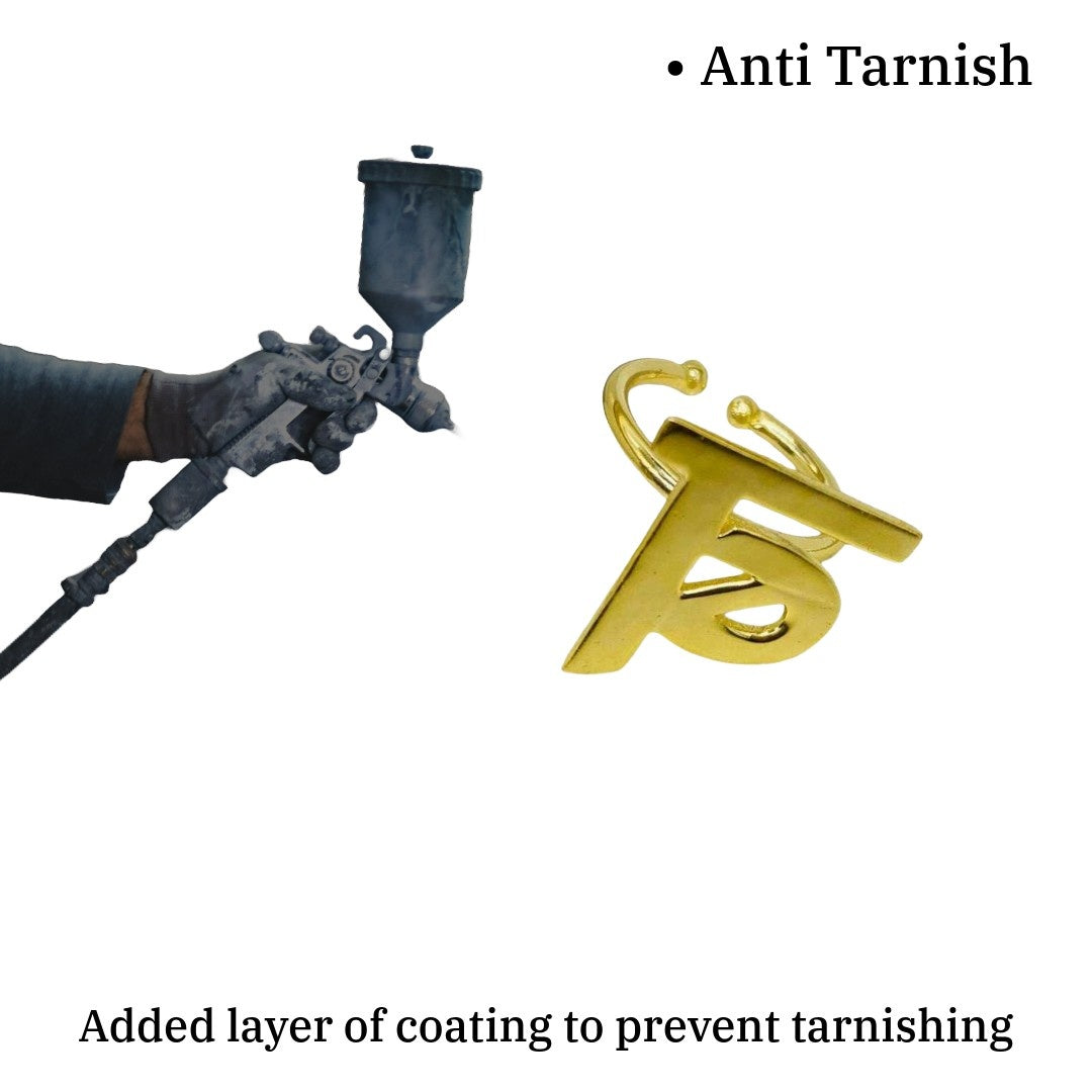 Ring With Initials Gold | Hindi Ba ब