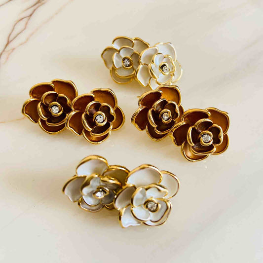 Jewellery Hat® Mini Flowers Earrings For Women - Gold Plated Earrings - Premium Collection Fashion Jewellery November 2022 Western Jewellery for girls