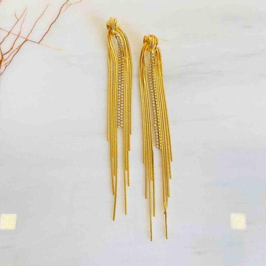 Jewellery Hat® Tassel Falls Earrings For Women - Gold Plated Earrings - Premium Collection Fashion Jewellery November 2022 Western Jewellery for girls