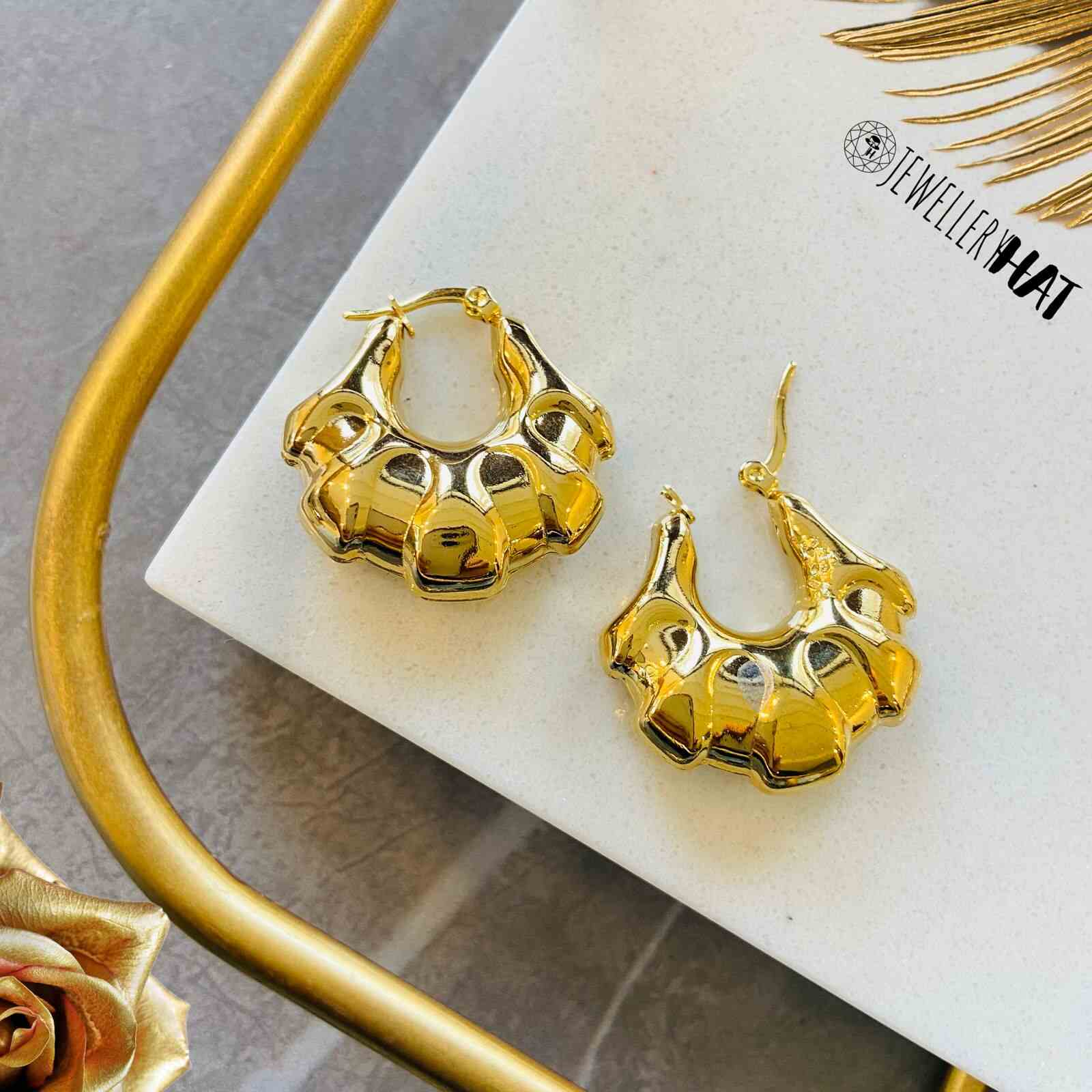 Vintage stylish handmade 18kt yellow gold hoops earring bali, amazing drops  customized bridesmaid gifting girl's jewelry from indai ho38 | TRIBAL  ORNAMENTS