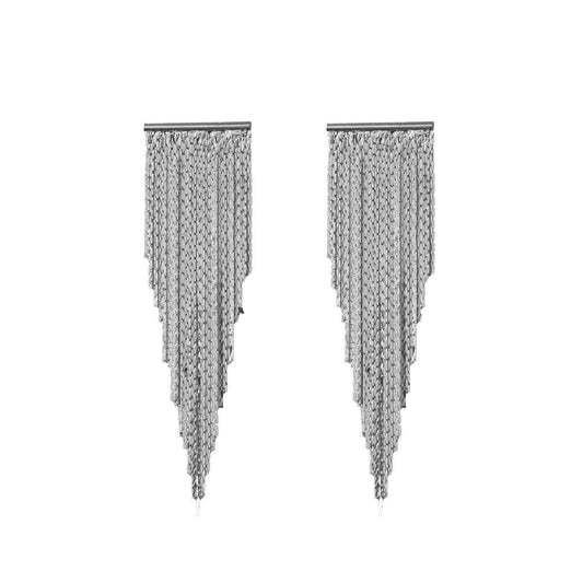 Long Silver Earrings | Silver Plated Tassel Earrings for Women | Fancy Jewelry
