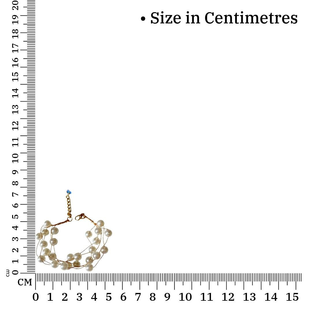 Multi-Strand Pearl Bracelet for Women, Gold-Plated Chain, Layered Design, Anti Tarnish, Water Resistant, Lightweight, Gift Packaged