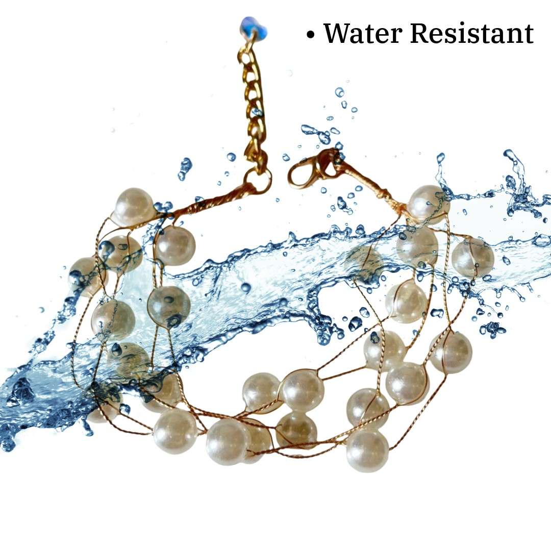 Multi-Strand Pearl Bracelet for Women, Gold-Plated Chain, Layered Design, Anti Tarnish, Water Resistant, Lightweight, Gift Packaged