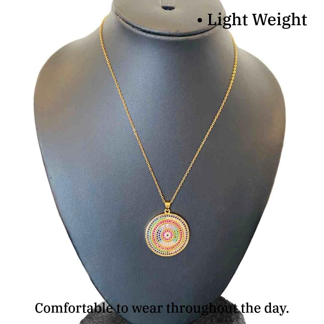 Pendant Round Gold | Gold Plated Round Necklace for Women | Artificial Jewellery