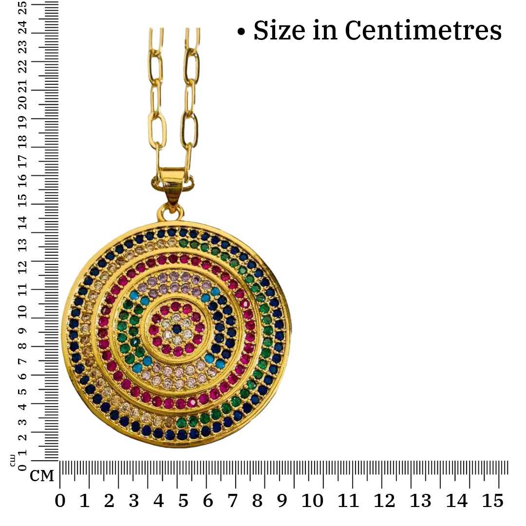 Pendant Round Gold | Gold Plated Round Necklace for Women | Artificial Jewellery