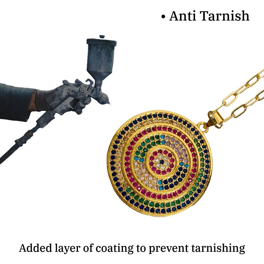 Pendant Round Gold | Gold Plated Round Necklace for Women | Artificial Jewellery