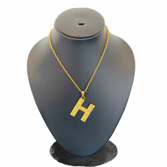 Name And Necklace | Gold Plated H Word Necklace for Girls | Initial Jewellery