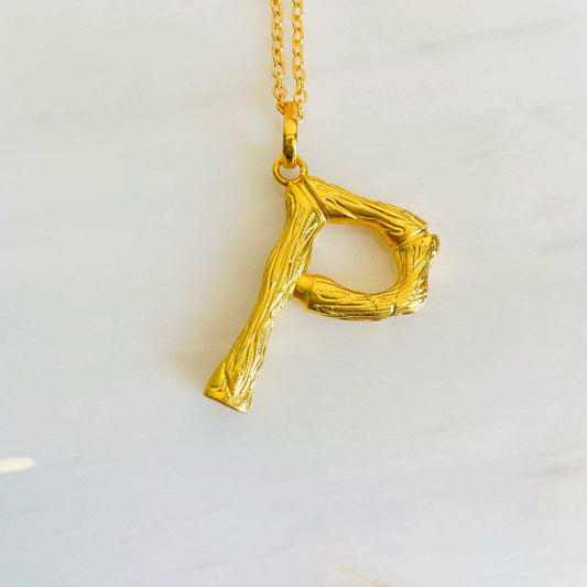 Name Gold Locket | P Alphabet Necklace for Women | Initial Jewelry