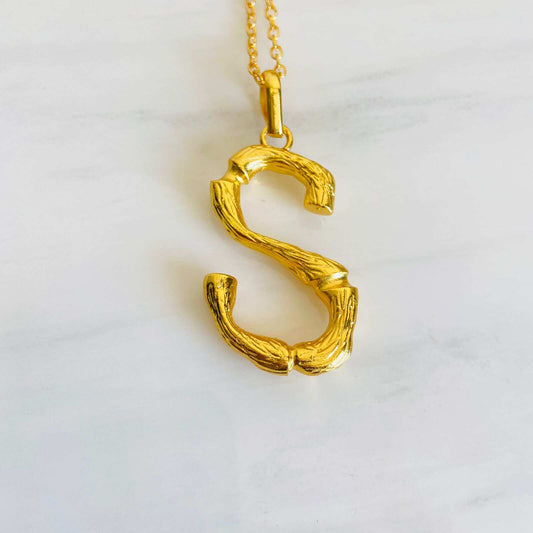 Name Pendant | S Alphabet gold Necklace | Initial Jewelry