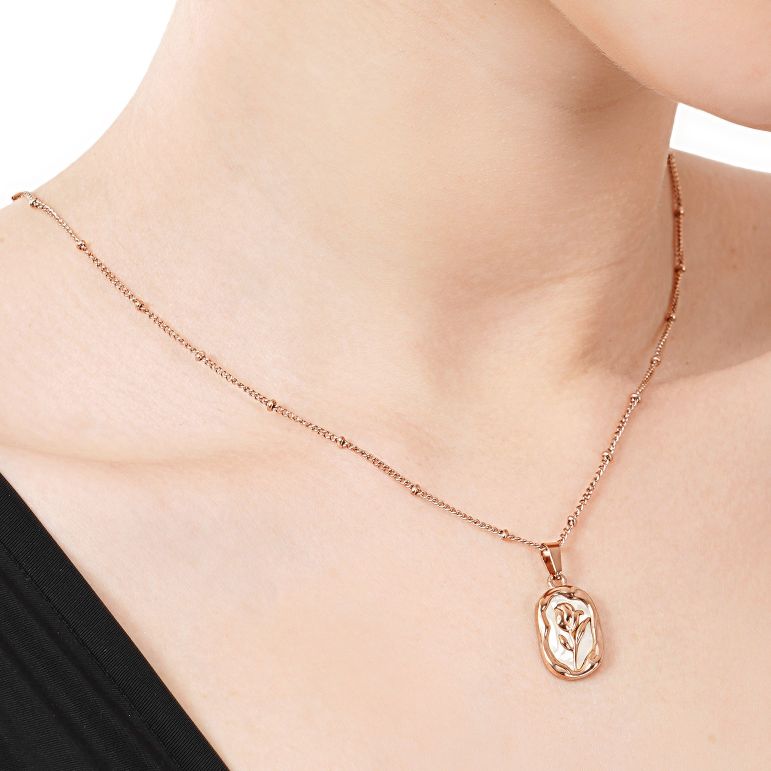 Necklace Artificial Jewellery Rose Gold Plated Chain for Girls