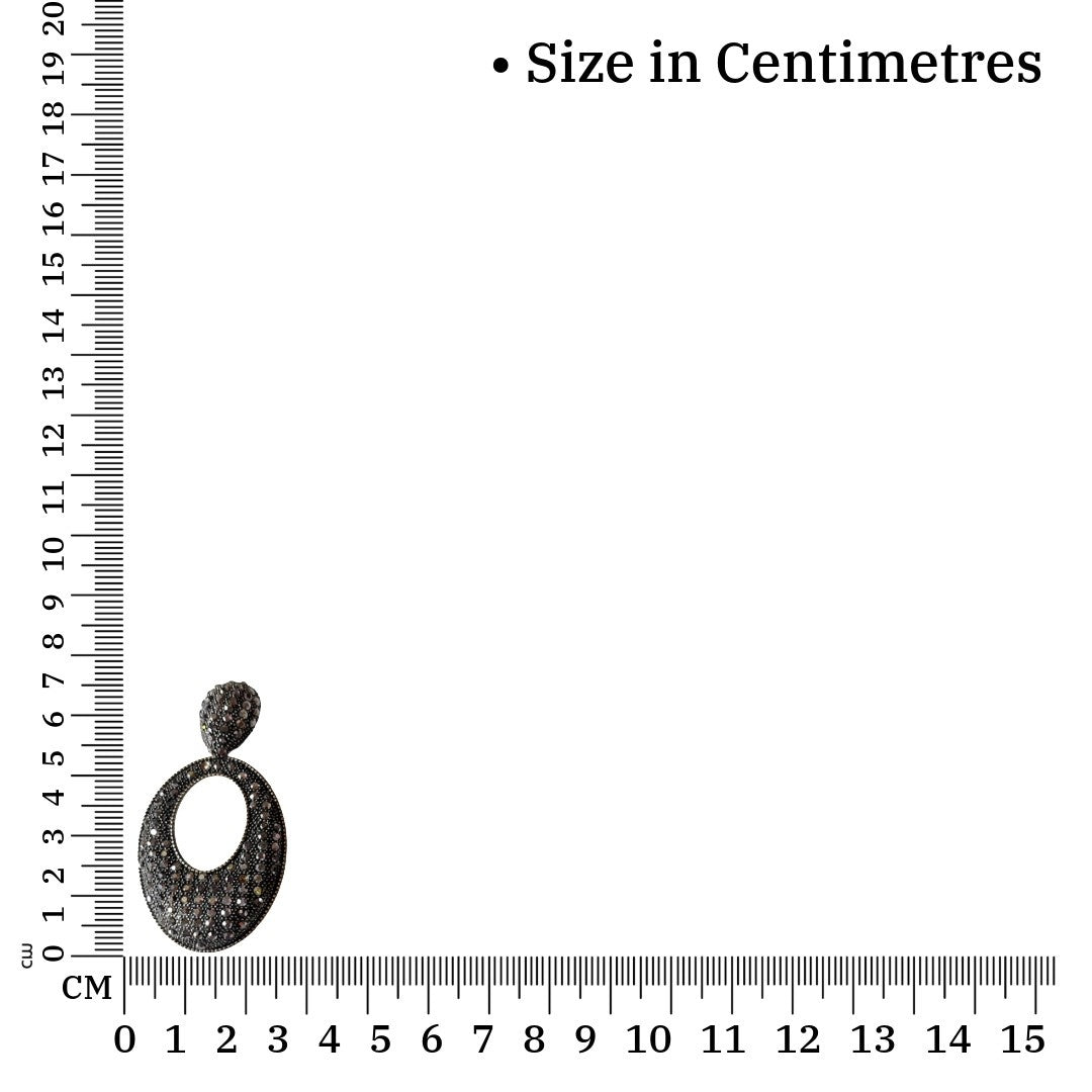 Oxidised Plated Black Crystal Drop Earrings, Oval Teardrop Shape, 7 cm, Studded Statement Dangle Earrings for Women, Anti Tarnish, Gift Packaged