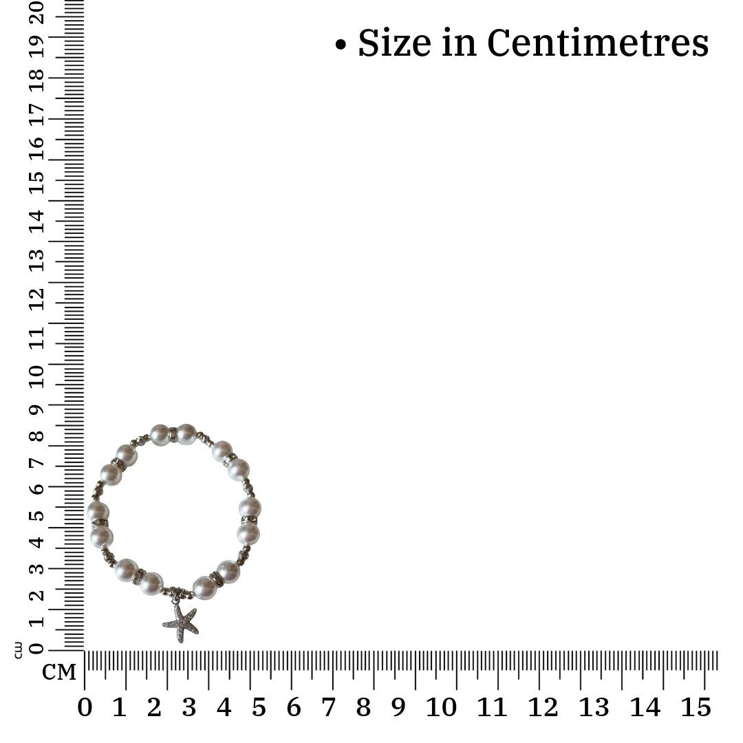 Pearl Bracelet with Crystal Starfish Charm, White Pearl Beaded Stretch Bracelet, Anti Tarnish, Water Resistant, Lightweight, Gift Packaged