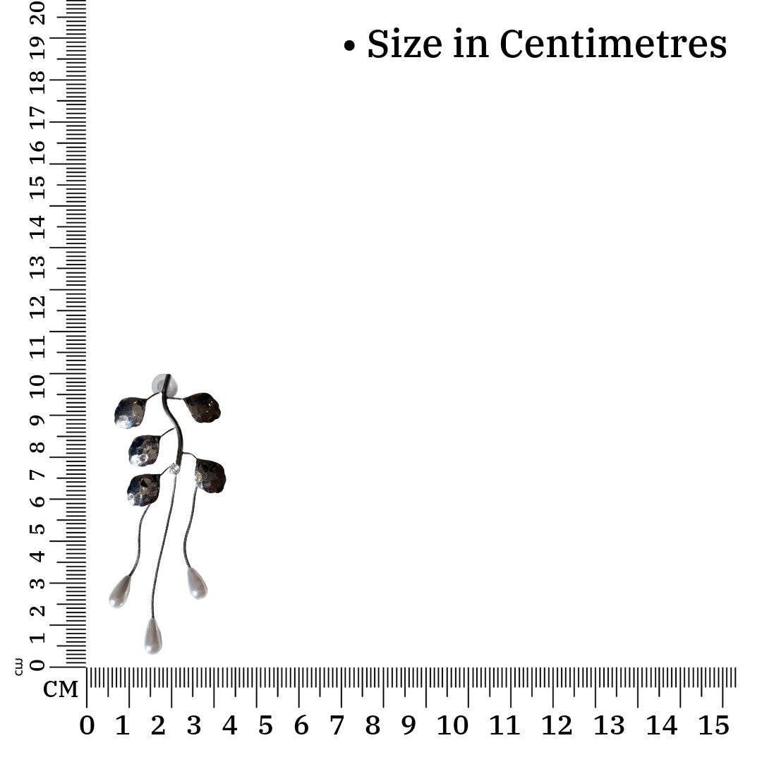 Pearl Drop Dangle Earrings For Women, 10 cm, Silver Leaf Design, White, Anti Tarnish, Water Resistant, Western Style, Lightweight, Gift Packaged