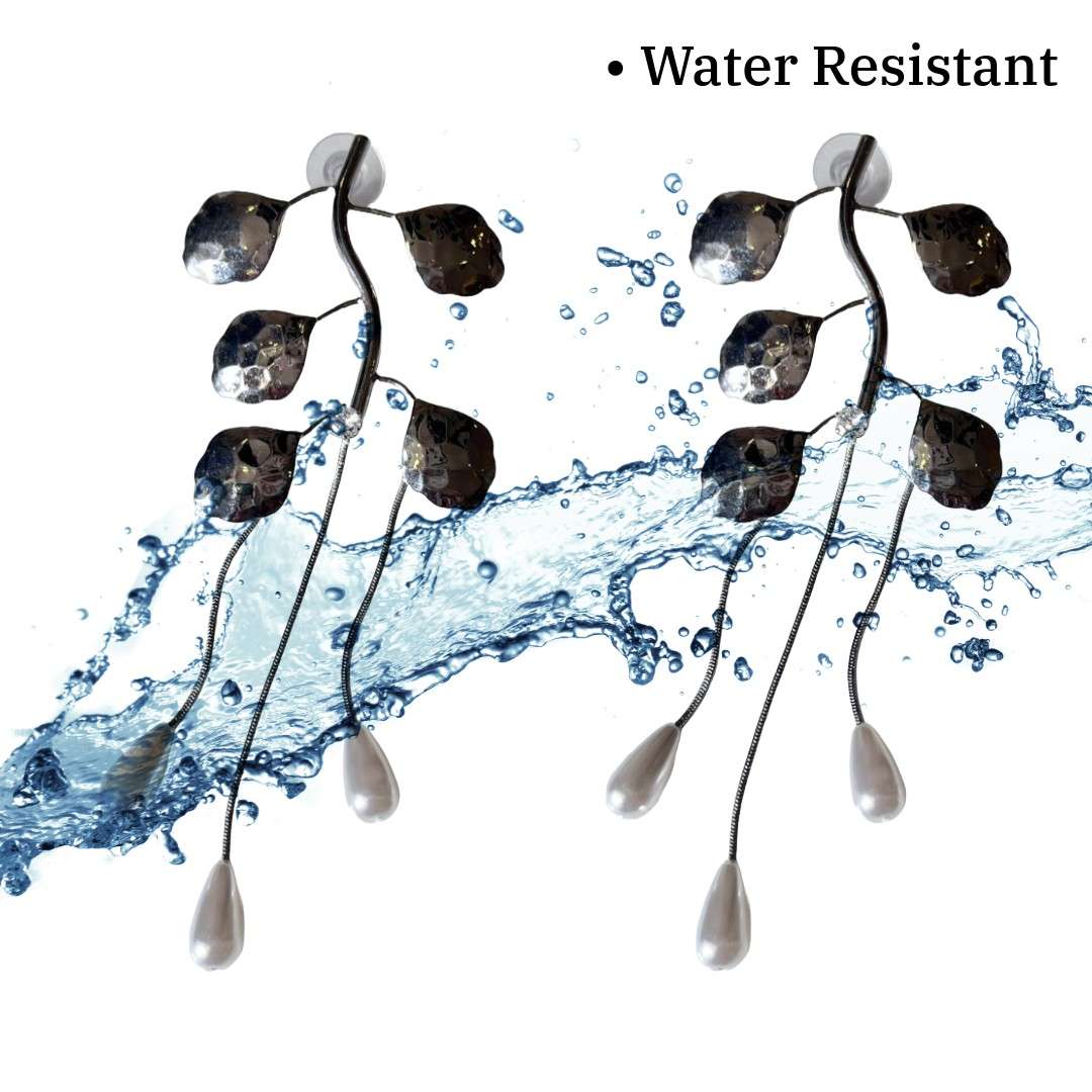 Pearl Drop Dangle Earrings For Women, Silver Leaf Design, White, Anti Tarnish, Water Resistant, Western Style, Lightweight, Gift Packaged