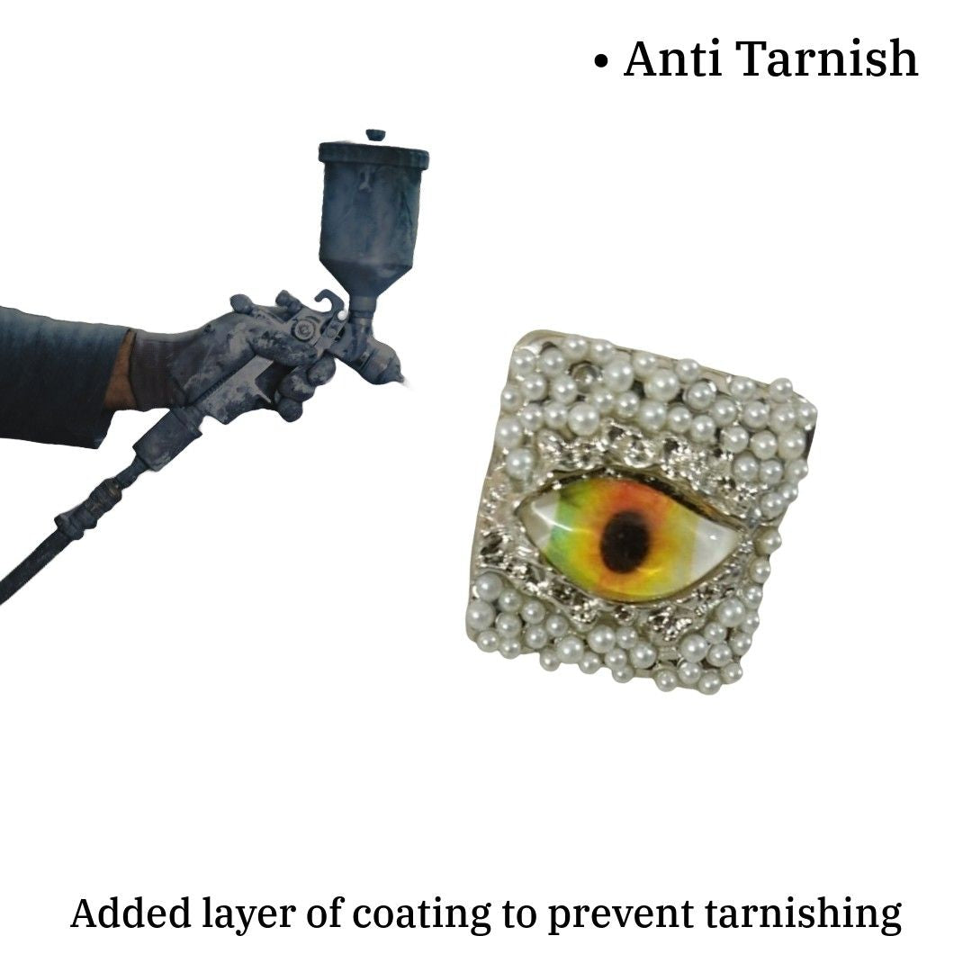 Evil Eye Ring With Pearls | Anti-Tarnish | Water Resistant | Gift Box Packing