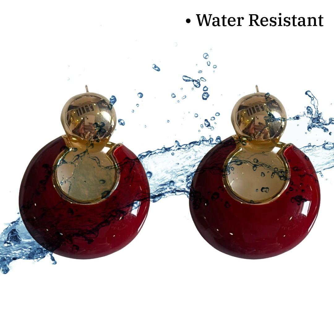 Red Earrings For Women, Round Ball Drop Earrings, Red and Gold Glass Crystal, Anti Tarnish, Water Resistant, Lightweight, Gift Packaged