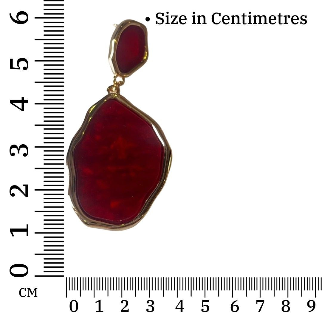 Red Earrings, Gold-Plated Statement Dangle Earrings for Women, Geometric Design, Anti Tarnish, Water Resistant, Lightweight, Gift Packaged