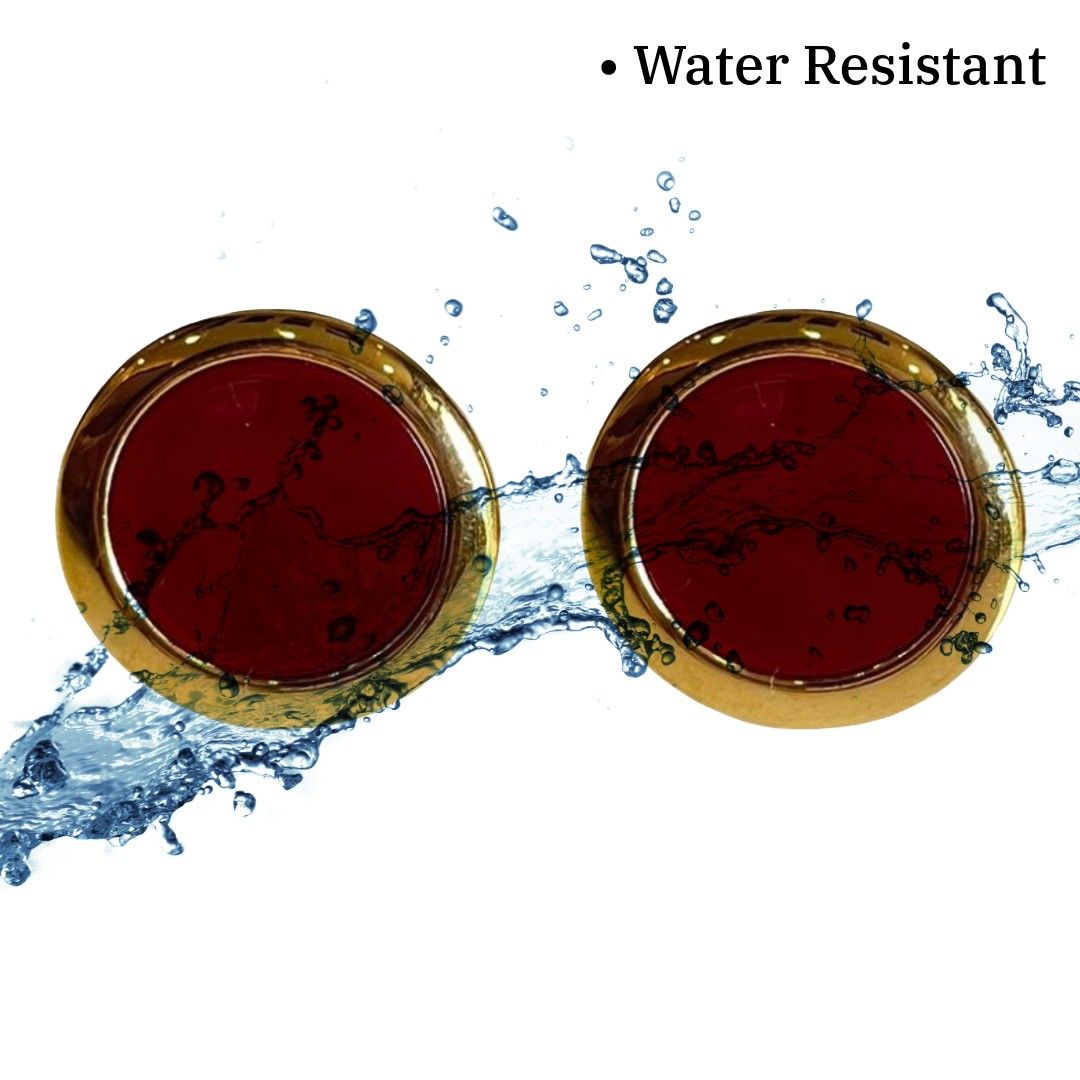 Red Earrings, Round Stud Earrings for Women, Gold Plated, Anti Tarnish, Water Resistant, Lightweight, Gift Packaged