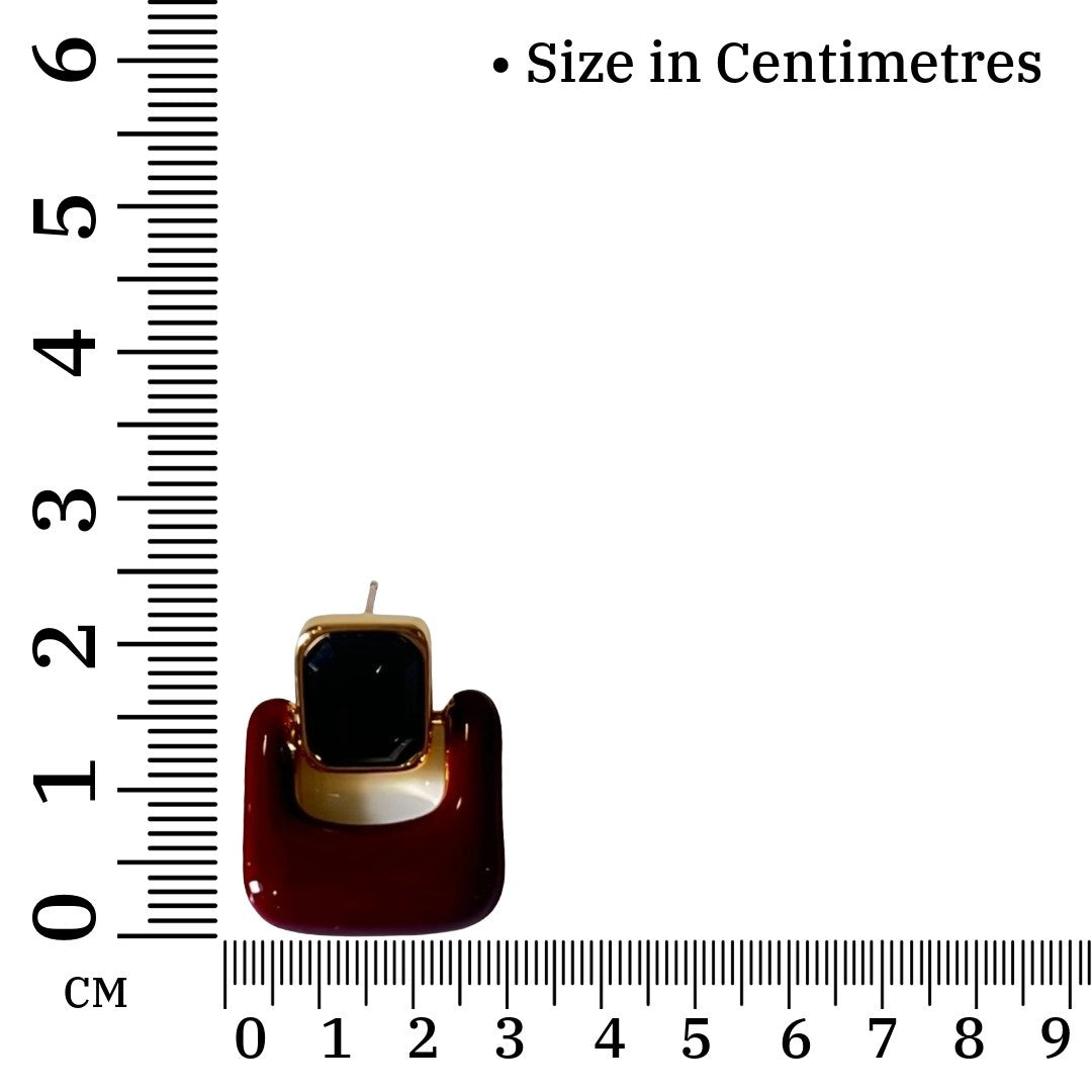 Red Earrings, Square Crystal Stud Earrings for Women, Gold Plated, Anti Tarnish, Water Resistant, Lightweight, Gift Packaged