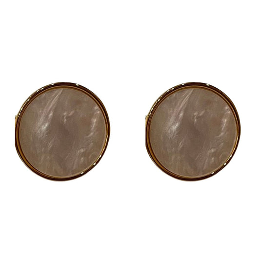 Round Gold-Plated Stud Earrings, White Earrings For Women, Women's Fashion Jewellery, Anti Tarnish, Water Resistant, Lightweight, Gift Packaged