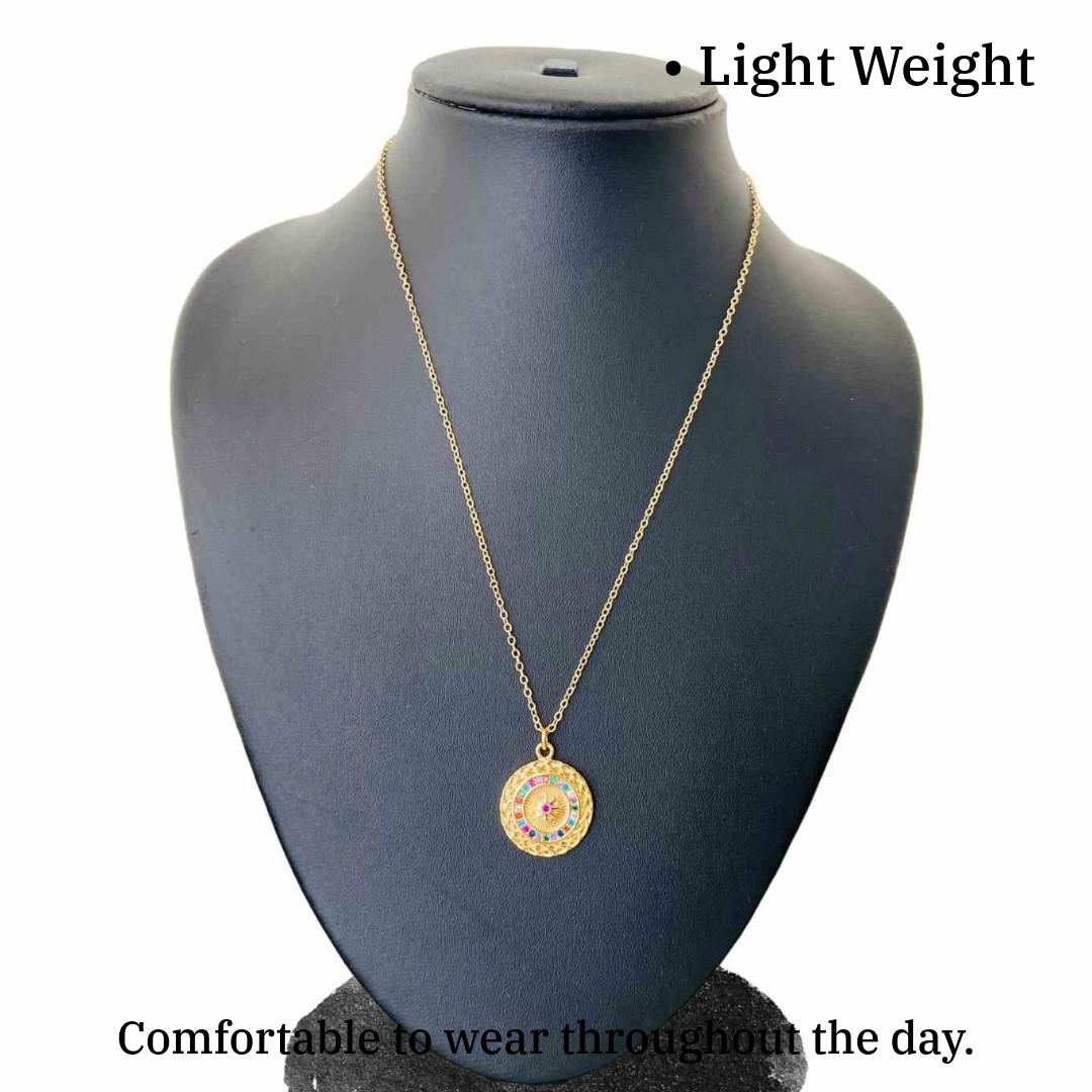 Pendant Gold Round | 18k Gold Plated | Artificial Jewellery for Girls