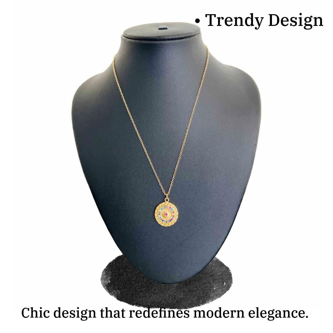 Pendant Gold Round | 18k Gold Plated | Artificial Jewellery for Girls