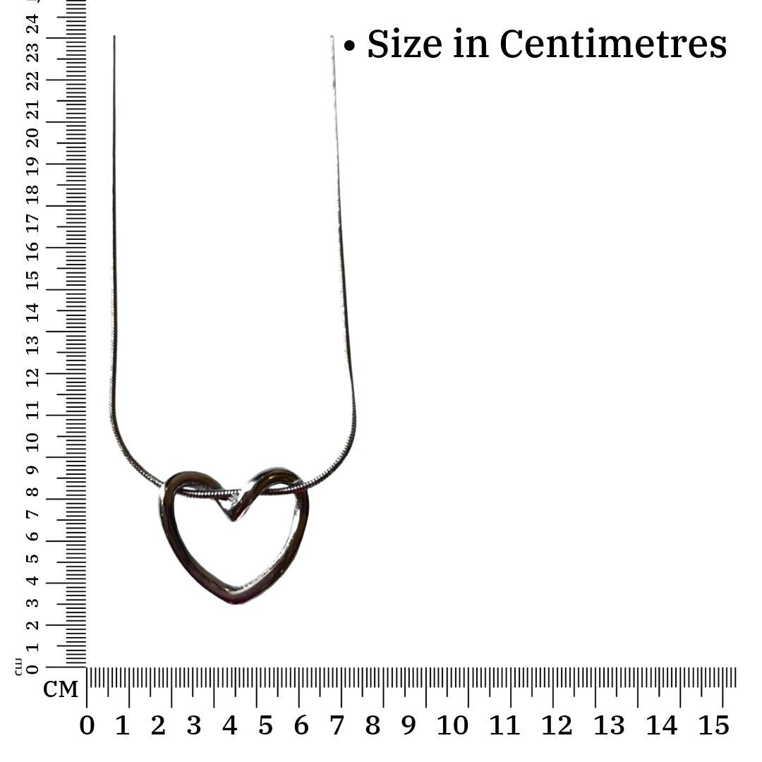 Jewellery Hat Silver Heart Pendant Necklace, Dainty Chain, 24 cm, Simple Love Design, Anti Tarnish, Water Resistant, Lightweight, Gift Packaged