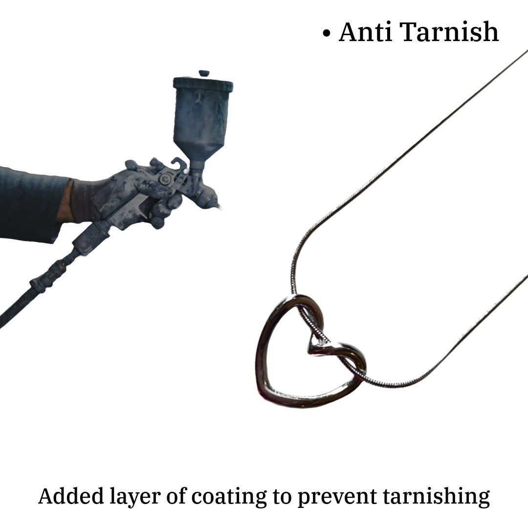 Jewellery Hat Silver Heart Pendant Necklace, Dainty Chain, 24 cm, Simple Love Design, Anti Tarnish, Water Resistant, Lightweight, Gift Packaged