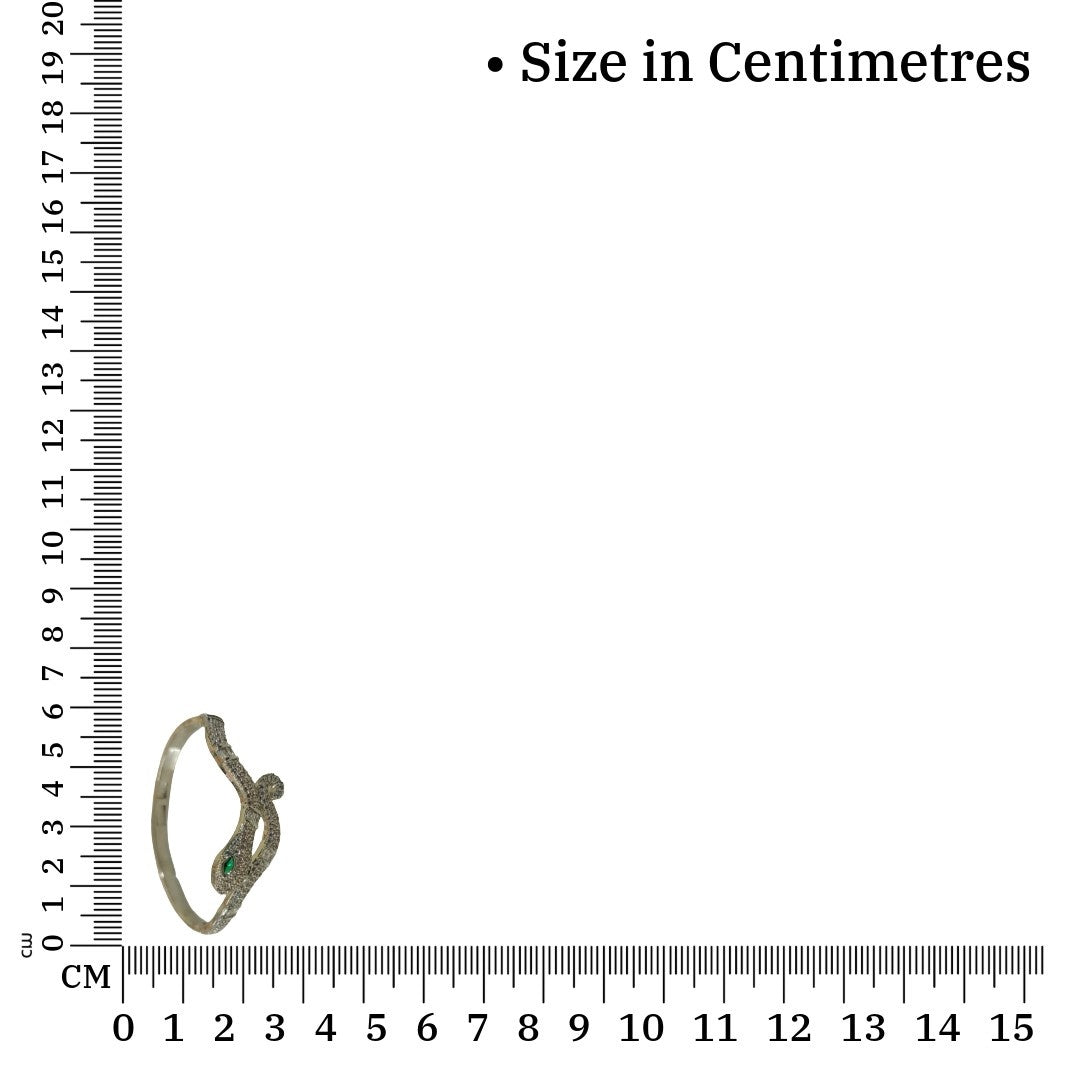 Silver Plated Snake Bangle Bracelet with Green Eye, Crystal Embellished, Adjustable Jewelry, Anti Tarnish, Water Resistant, Lightweight, Gift Packaged