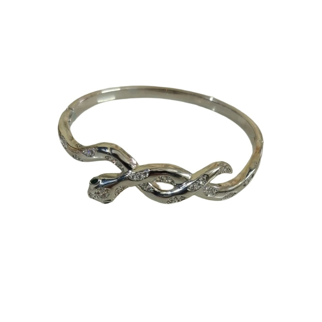 Silver Snake Bangle Bracelet For Women, Twisted Wave Design, 6 cm, Hinged Cuff, Anti Tarnish, Water Resistant, Lightweight, Gift Packaged