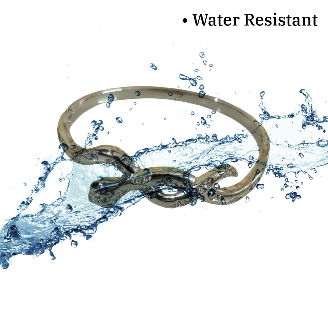 Silver Snake Bangle Bracelet For Women, Twisted Wave Design, 6 cm, Hinged Cuff, Anti Tarnish, Water Resistant, Lightweight, Gift Packaged