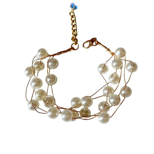 Small Pearl Bracelet for Women, 6 cm, Gold-Plated, Fashion Jewellery, Anti Tarnish, Water Resistant, Lightweight, Gift Packaged