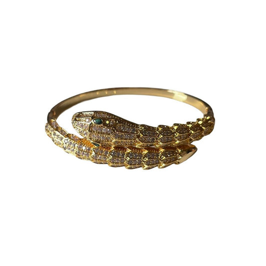 Snake Bracelet For Women, Gold Bracelet, Wing Design with Emerald Accent, Anti Tarnish, Water Resistant, Lightweight, Gift Packaged