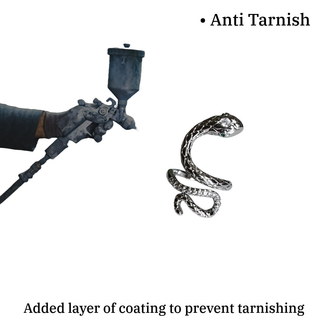 Snake Ring For Women, Adjustable Wrap Ring with Crystal Eyes, Anti Tarnish, Water Resistant, Lightweight, Gift Packaged