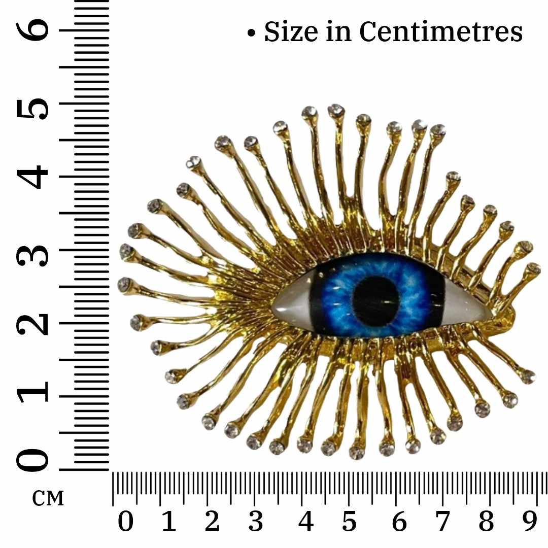 Statement Evil Eye Earrings For Women, 5 cm, Gold-Plated with Blue Crystal Eyes, Sunburst Design, Anti Tarnish, Water Resistant, Lightweight, Gift Packaged