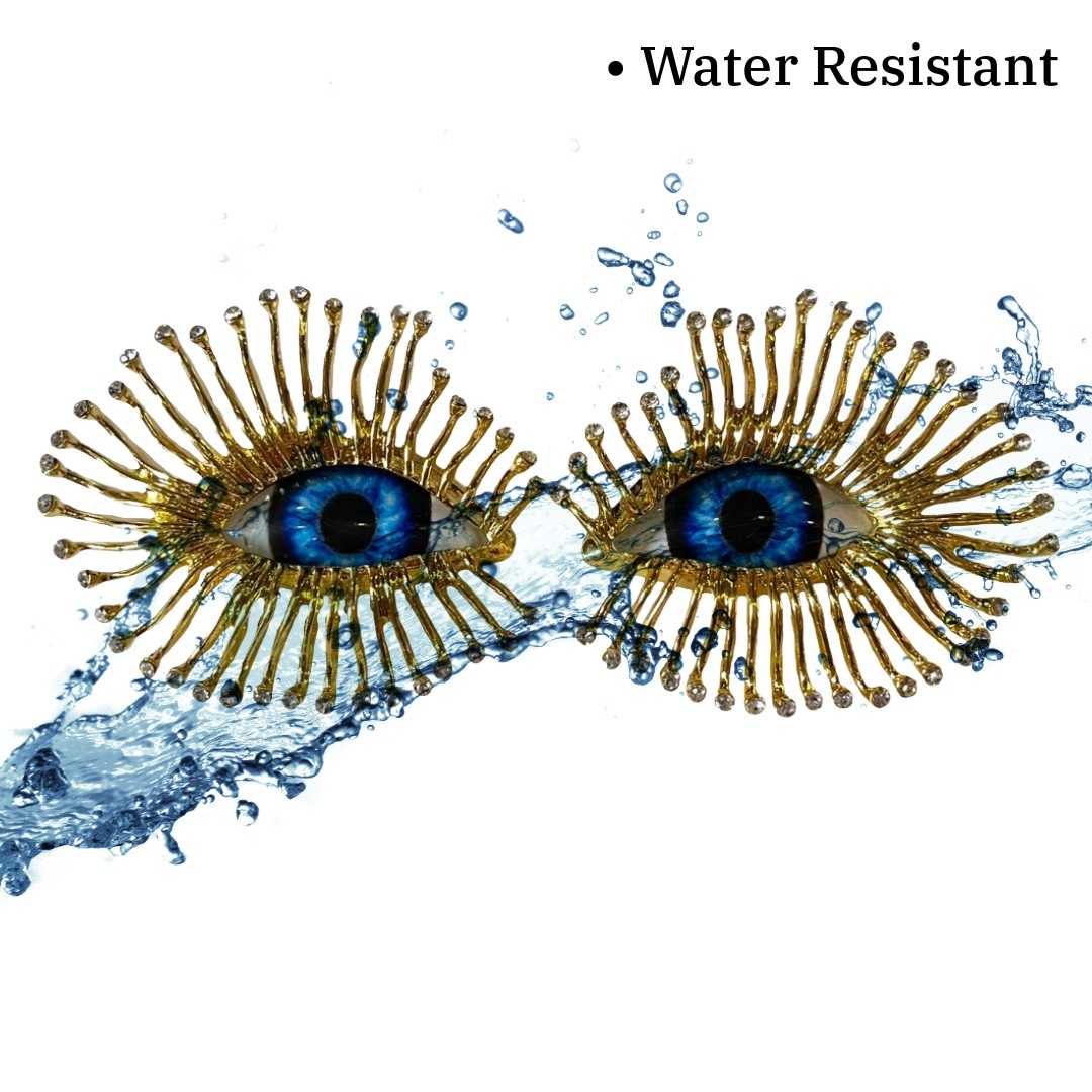 Statement Evil Eye Earrings For Women, 5 cm, Gold-Plated with Blue Crystal Eyes, Sunburst Design, Anti Tarnish, Water Resistant, Lightweight, Gift Packaged