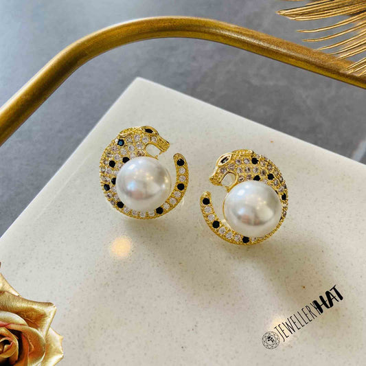 Stud Pearl Gold Earrings