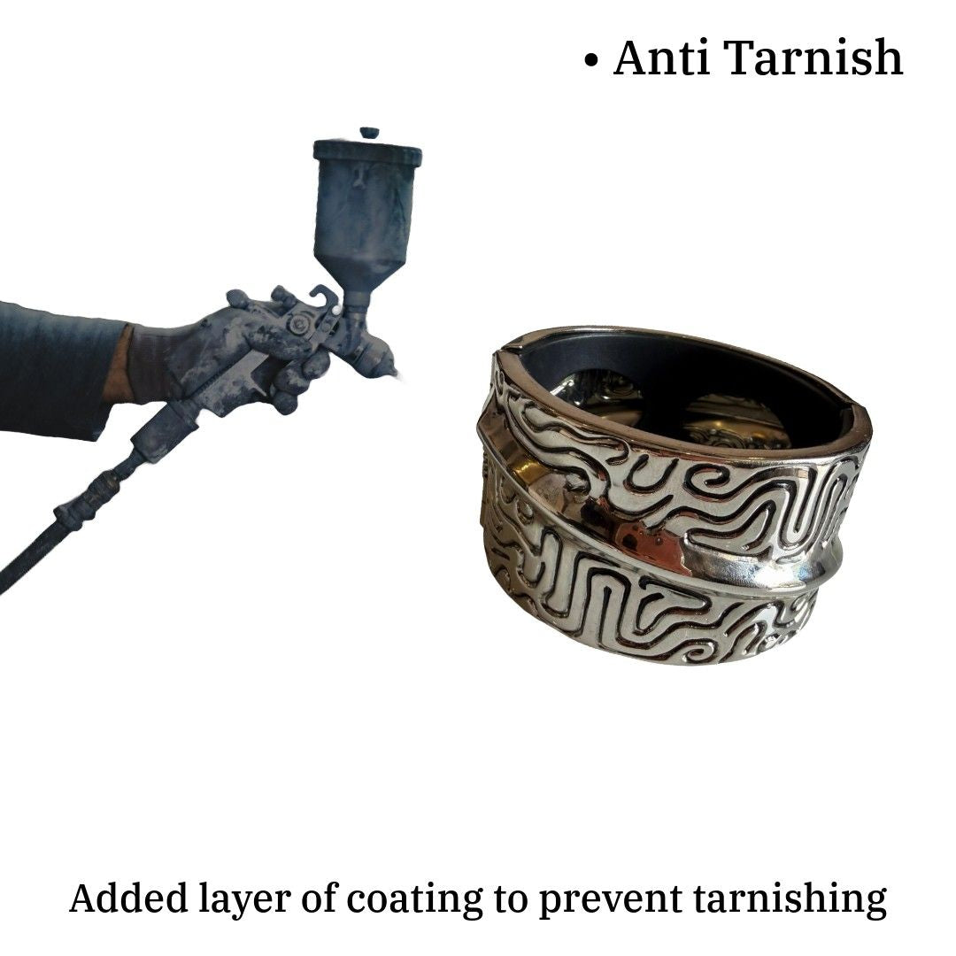 Stylish Metal Bracelet for Women with Engraved Pattern Design, 7.3 cm, Anti Tarnish, Water Resistant, Lightweight, Gift Packaged