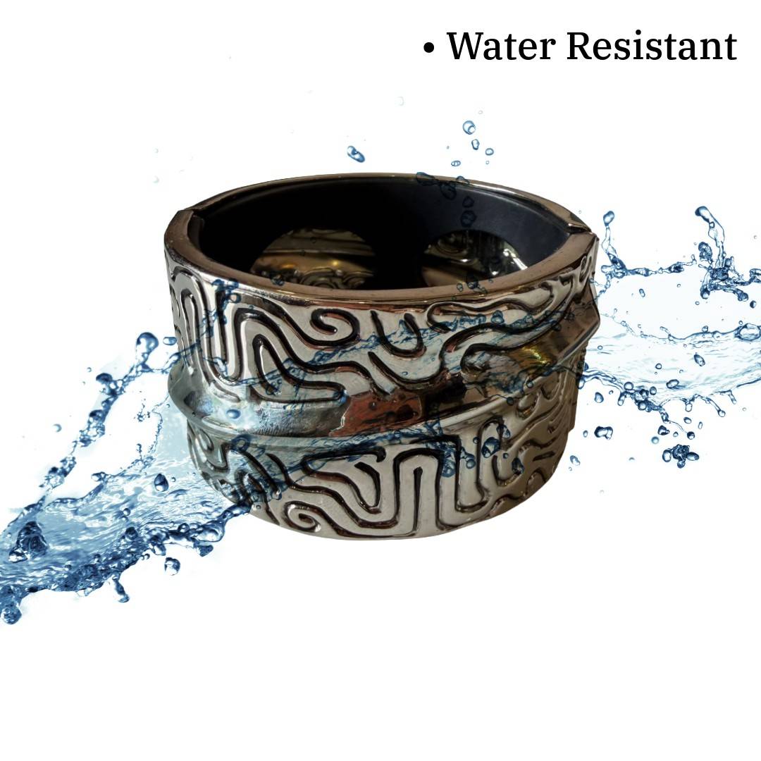 Stylish Metal Bracelet for Women with Engraved Pattern Design, 7.3 cm, Anti Tarnish, Water Resistant, Lightweight, Gift Packaged