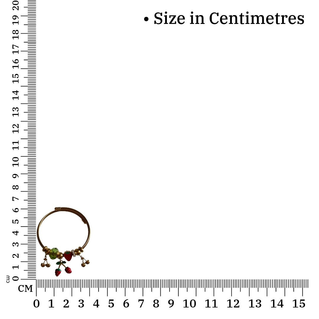 Stylish Twisted Cable Bracelet for Women with Fruit Charms, Gold Plated with Strawberry and Cherry Dangles, Anti Tarnish, Water Resistant